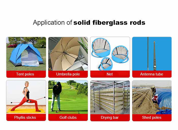 Application of solid fiberglass rods